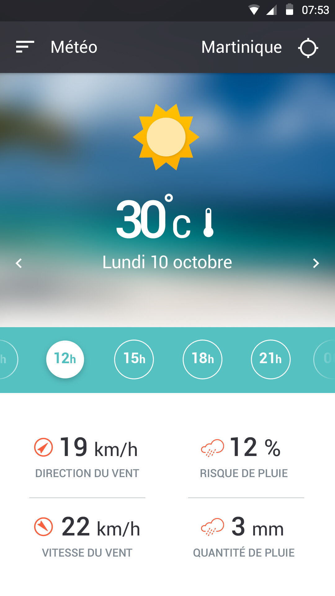 Page météo de l'Application mobile - Laura Savow