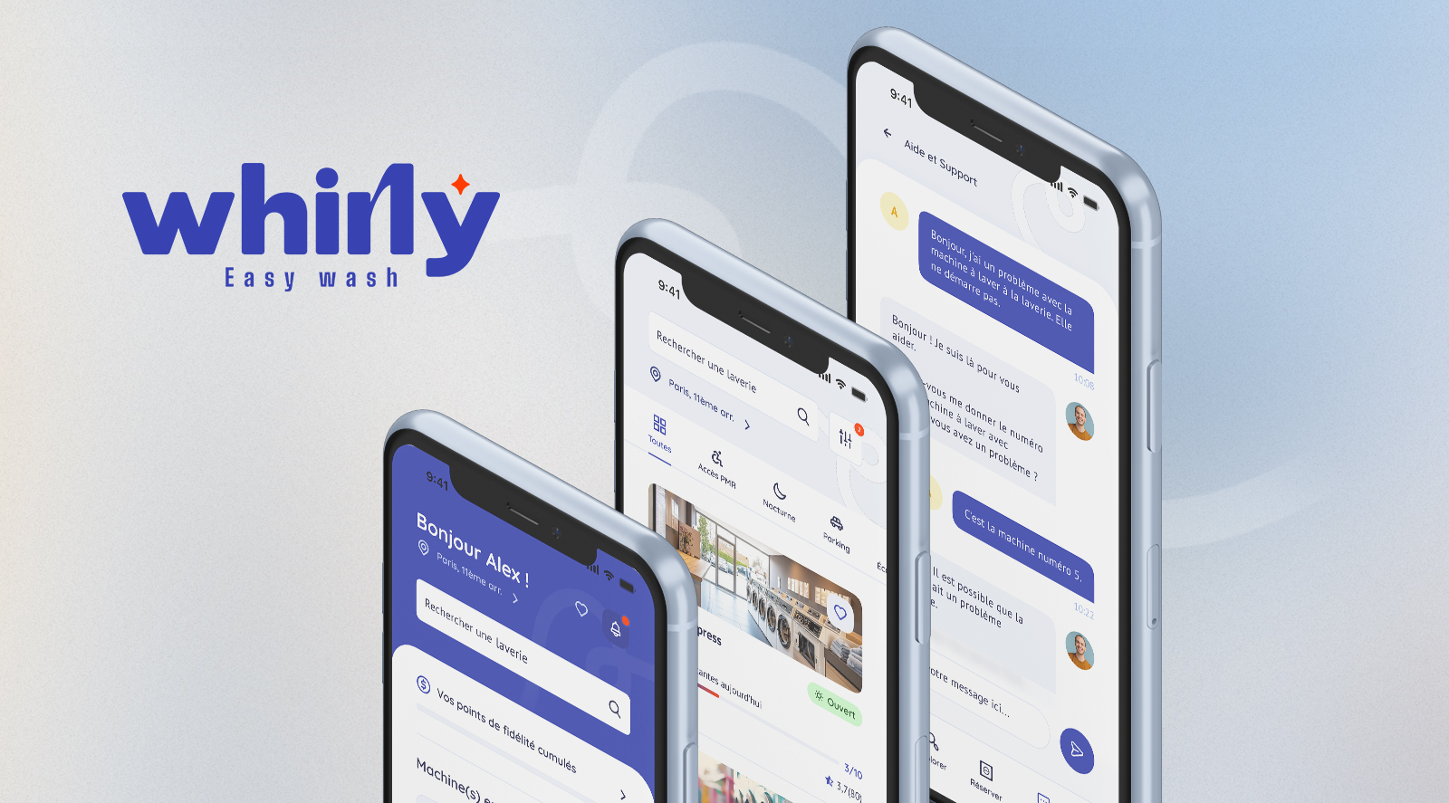 Whirly application de laverie - Laura Savow UX/UI designer